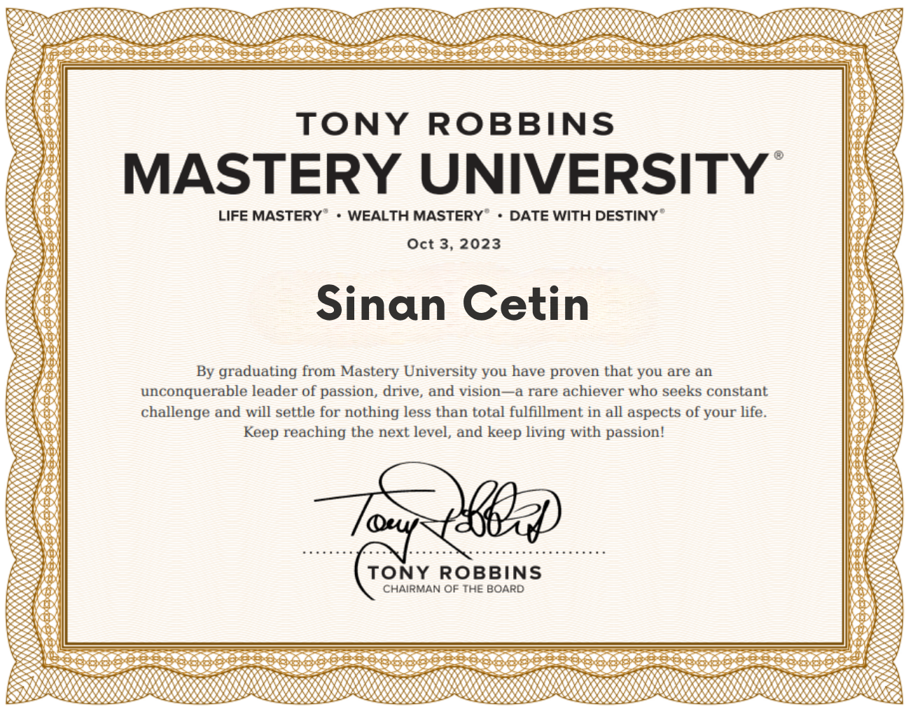 Tony Robbins — Mastery University (Date With Destiny, Life Mastery, Wealth Mastery)
