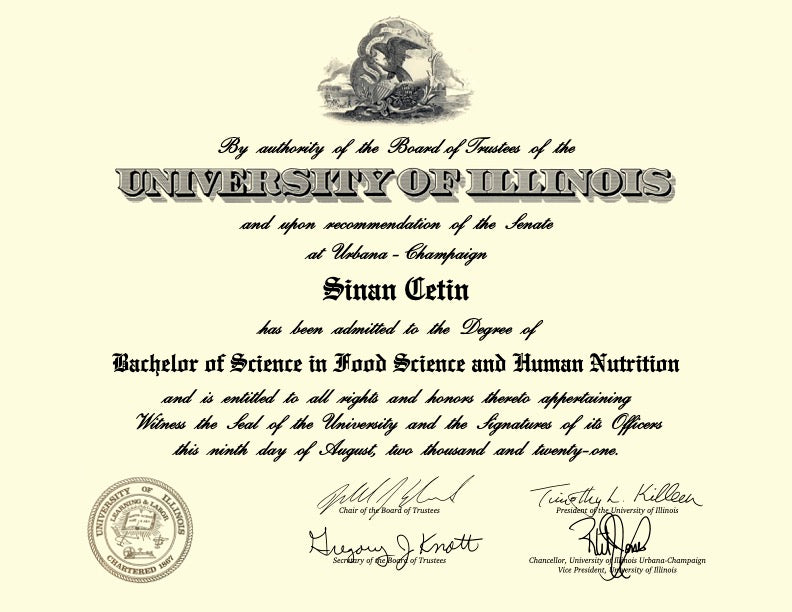 UIUC — BSc in Food Science & Human Nutrition